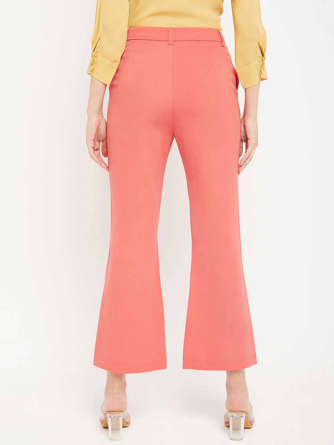 Madame Solid Coral Bootcut Trousers - Image 5