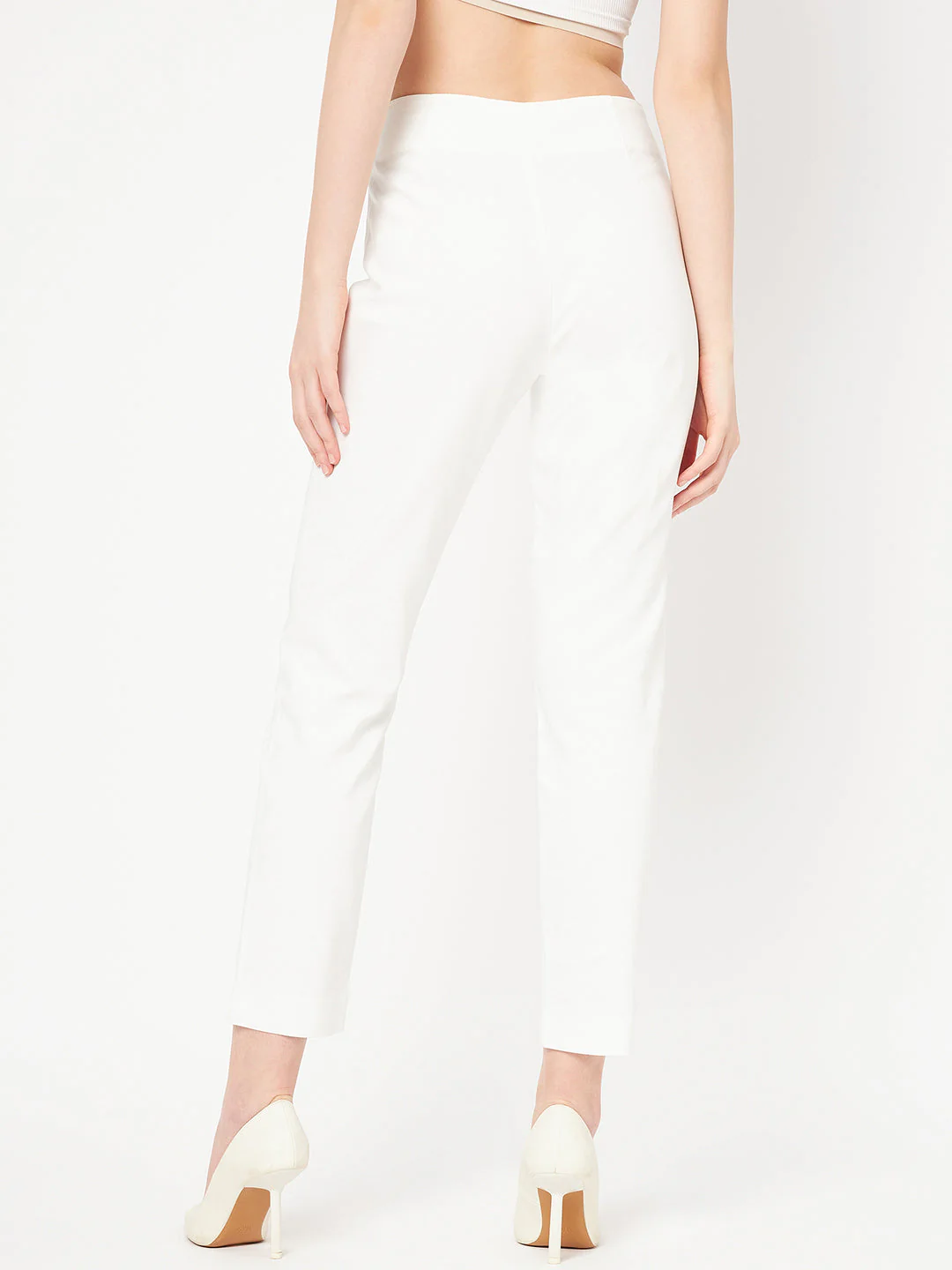 Madame White Solid Trouser - Image 5
