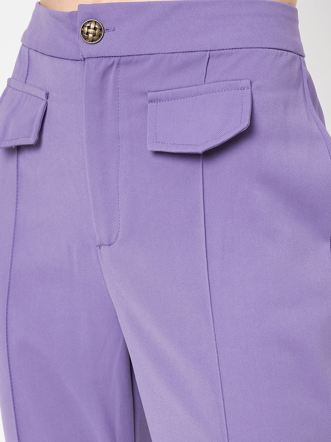 Madame Purple Solid Flared Fit Palazzo - Image 2