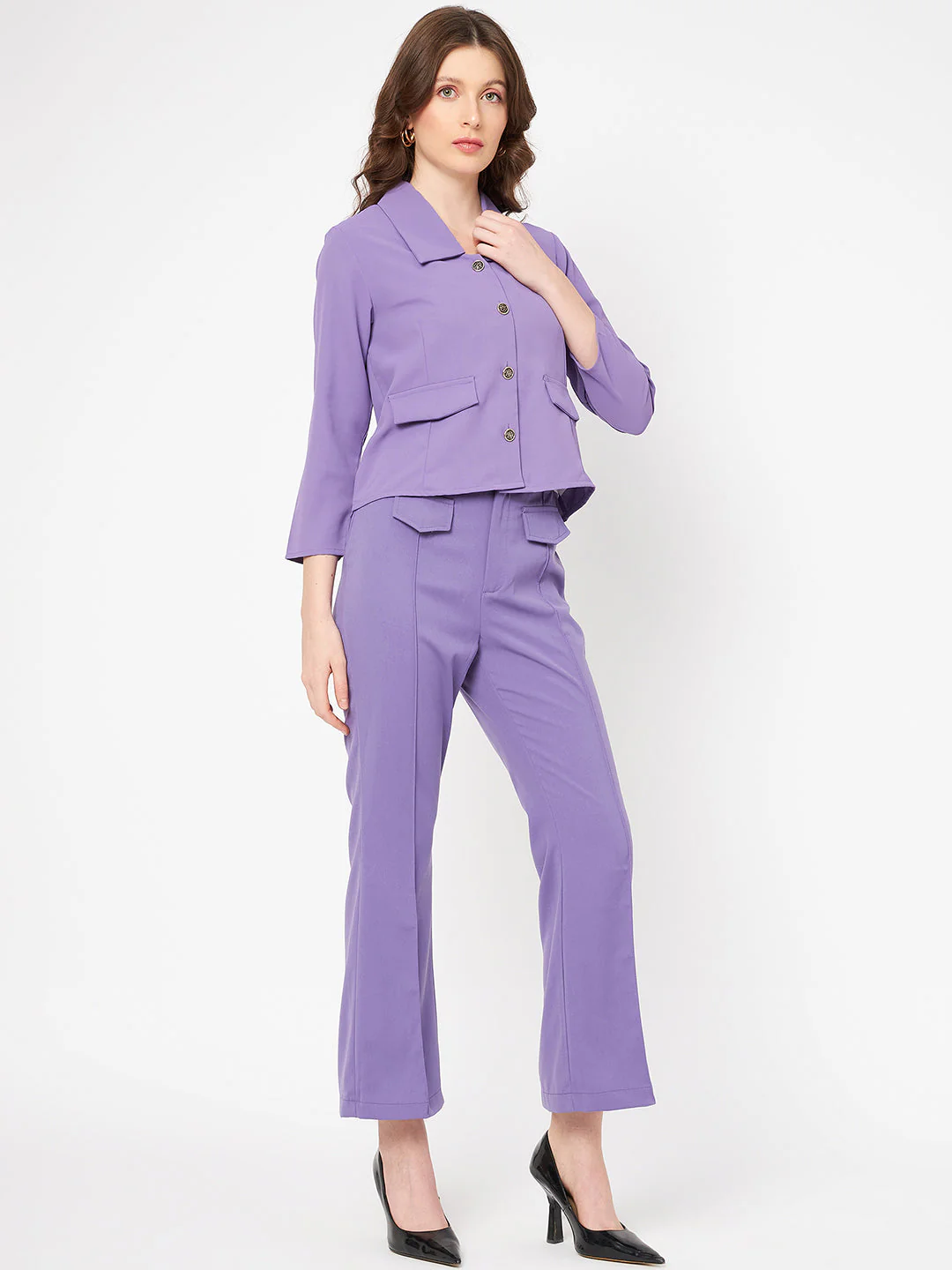 Madame Purple Solid Flared Fit Palazzo - Image 6