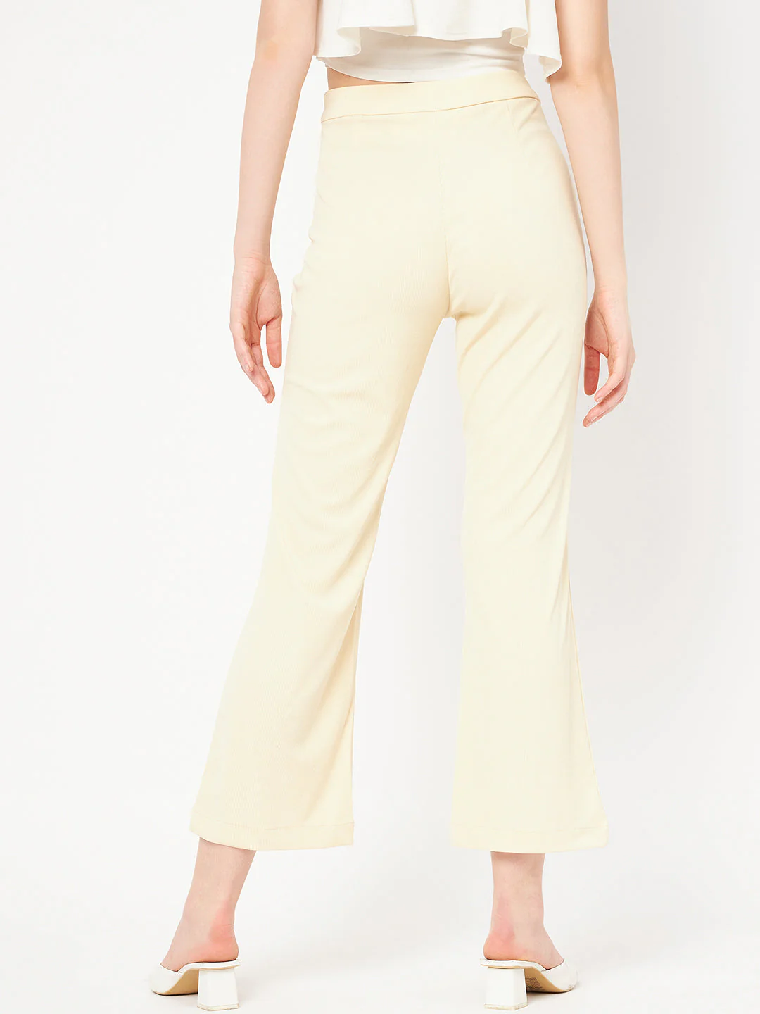 Madame High Rise Off-White Flared Trouser - Image 5