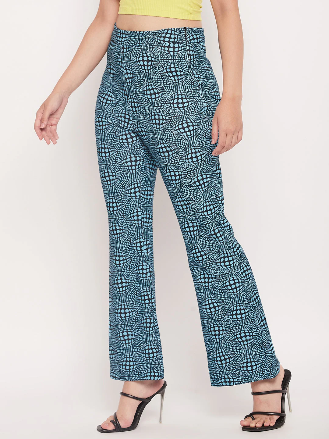 Madame Aqua Checked Plazo - Image 3