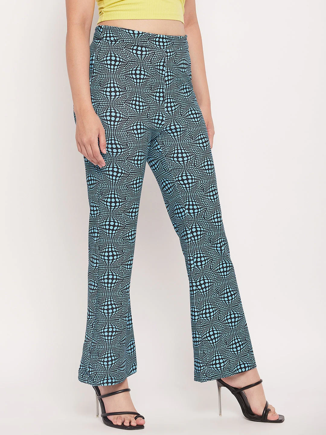 Madame Aqua Checked Plazo - Image 4