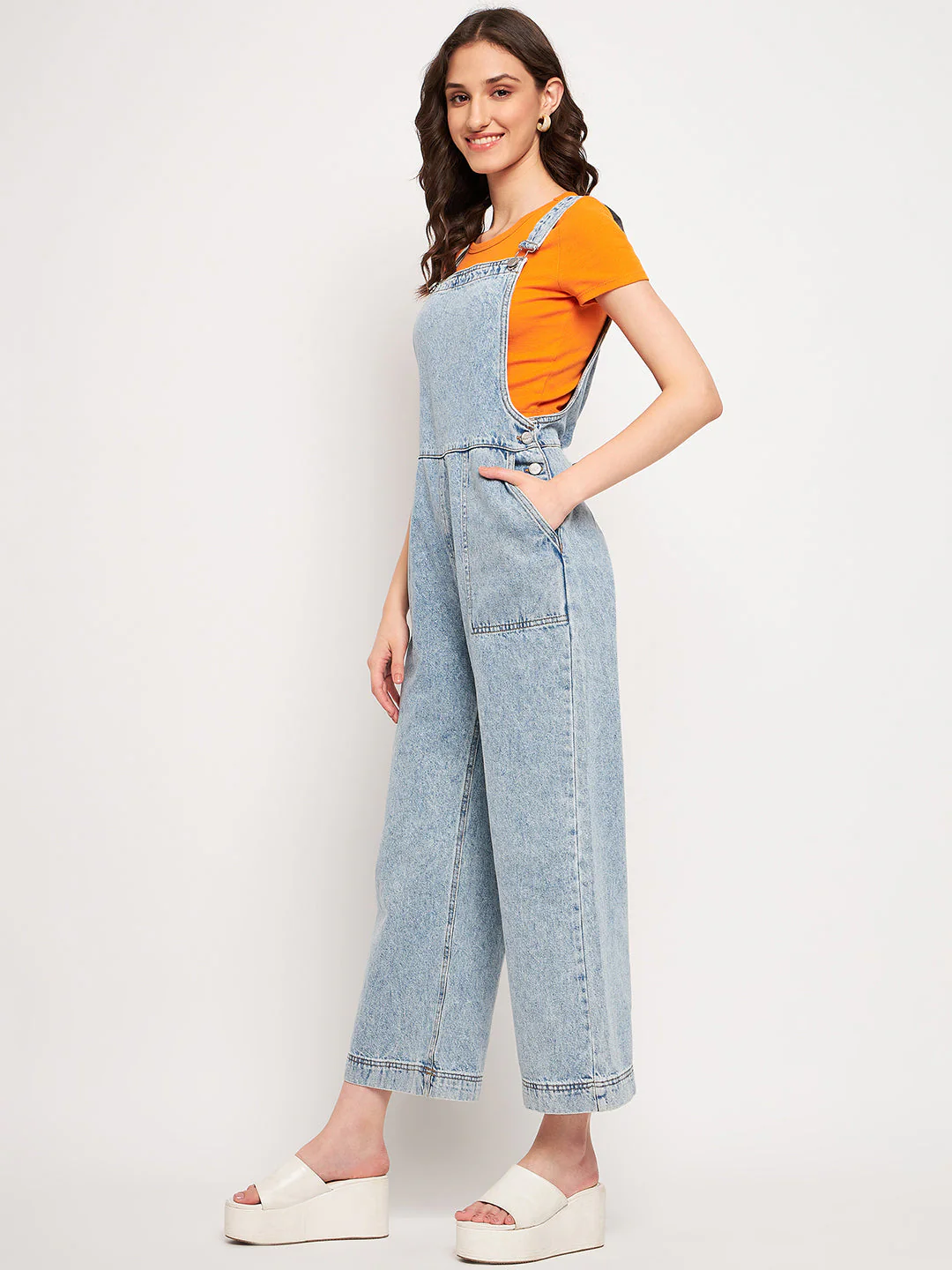 Madame Blue Denim Dungarees - Image 3