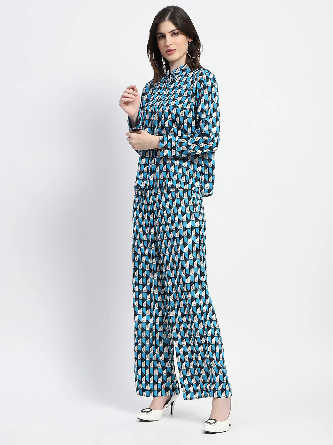 Madame Geometric Print Blue Co-Ord Set - Image 4