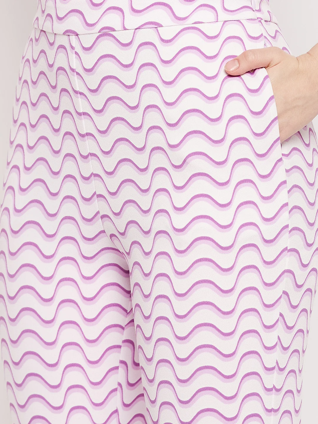 Madame Marble Print Top and Flared Bottoms Mauve Co Ord Set - Image 7
