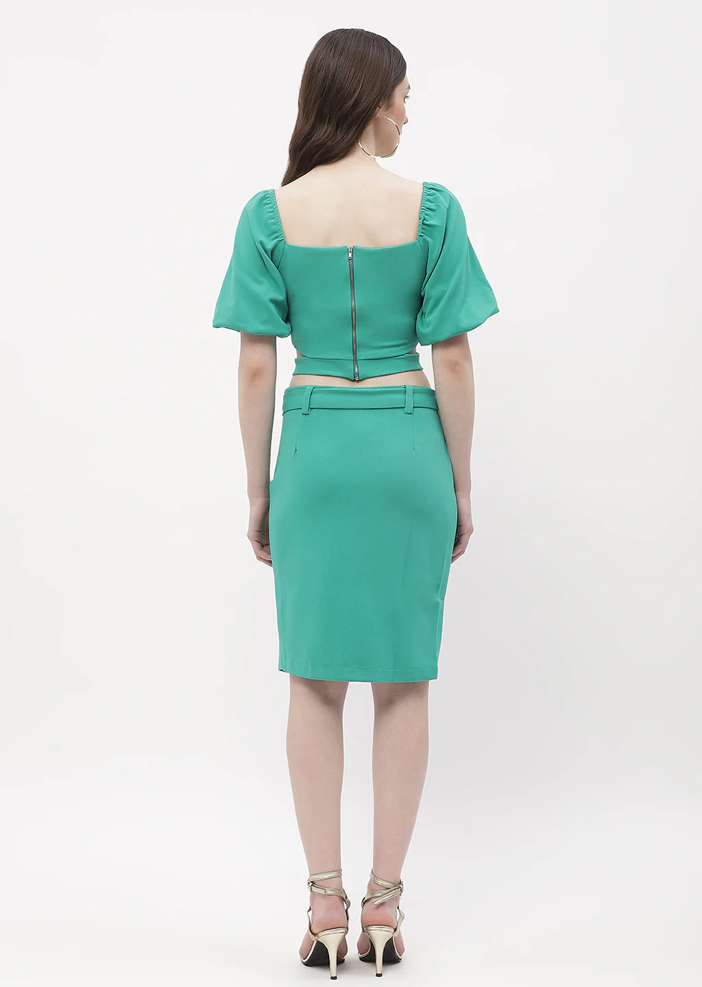 Madame Cut-Out Top With Skirt Jade Green Co-Ord Set - Image 3
