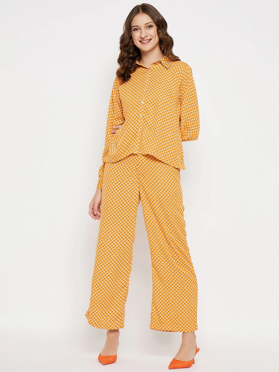 Madame Printed Orange Co-Ord Set - Image 3