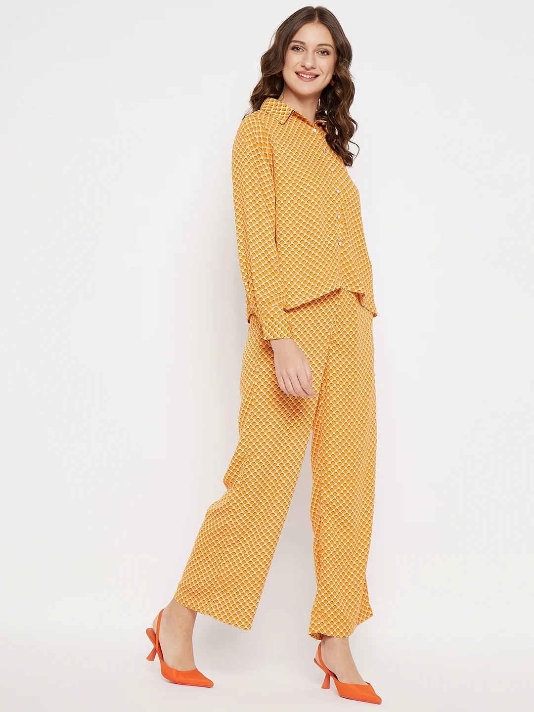 Madame Printed Orange Co-Ord Set - Image 4
