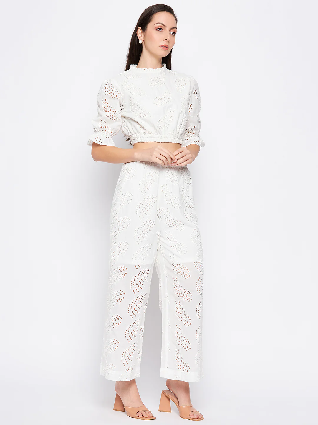 Madame White Self Design Co-Ord Set - Image 4