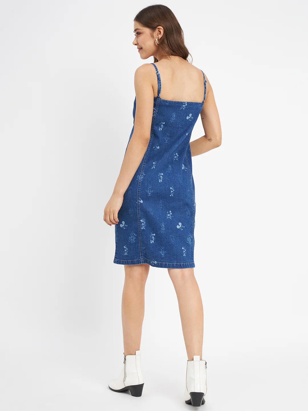 Madame Cartoon Printed Blue Cotton Midi Dress - Image 6