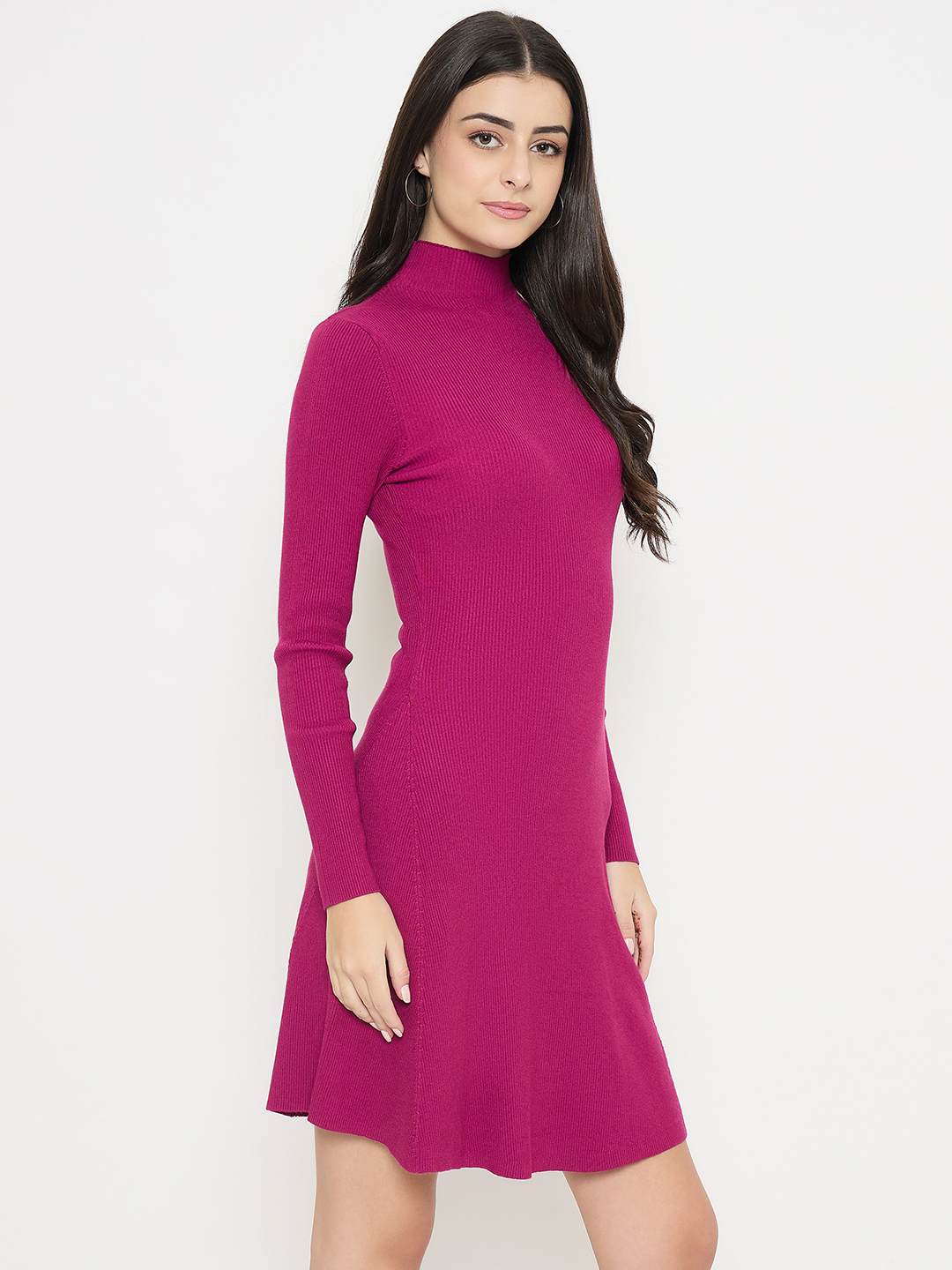 Madame A-Line Viscose Magenta Mini Dress - Image 4