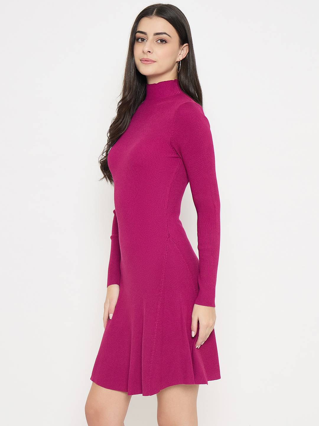 Madame A-Line Viscose Magenta Mini Dress - Image 5
