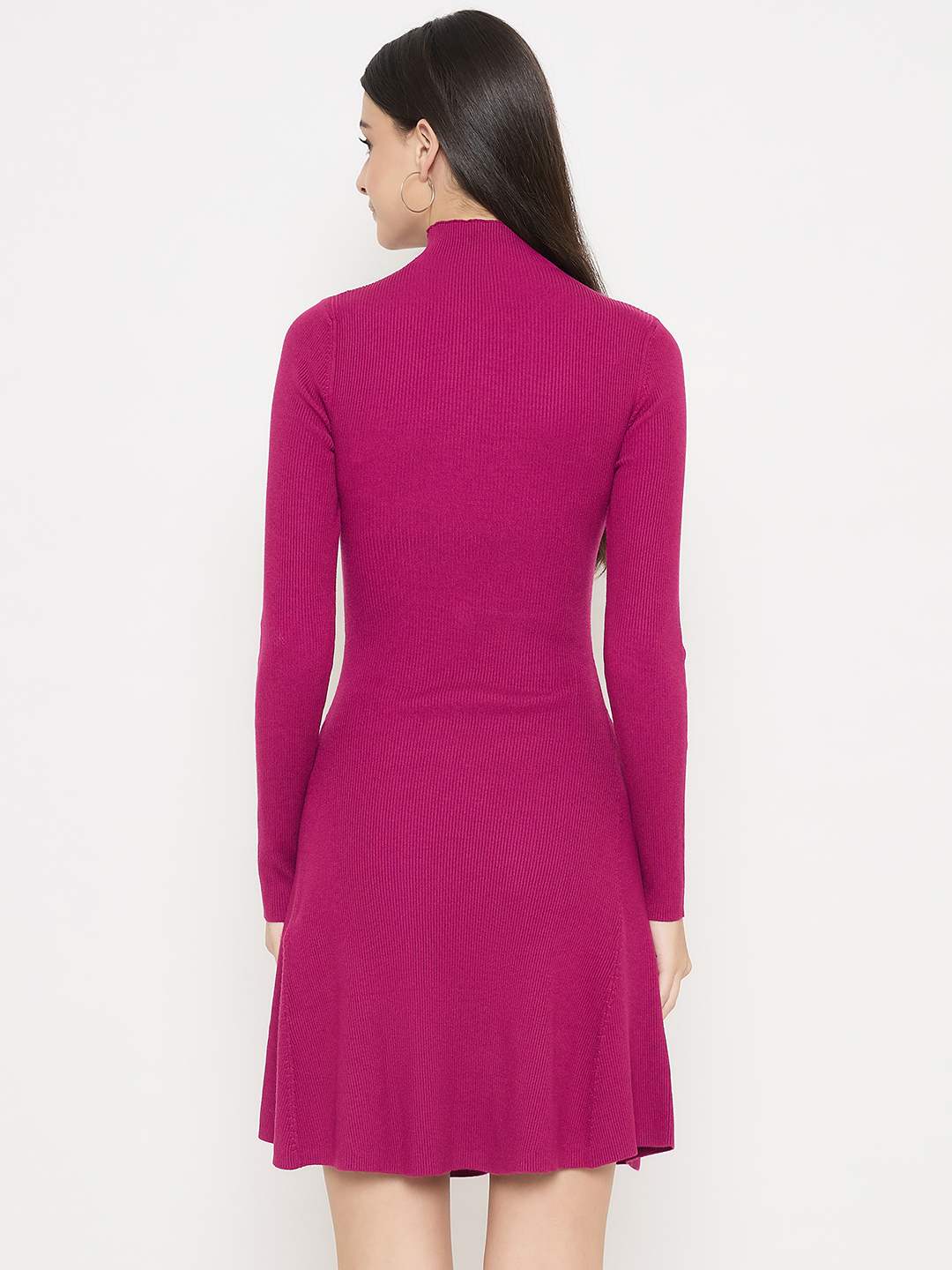 Madame A-Line Viscose Magenta Mini Dress - Image 6
