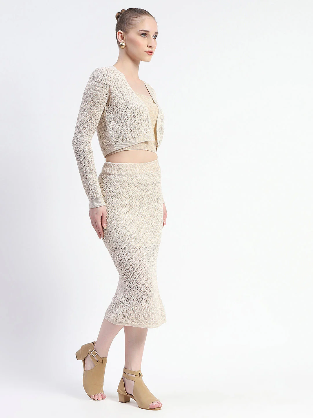 Madame Semi Sheer Shrug With Skirt And Top Co-Ord Set - Image 3