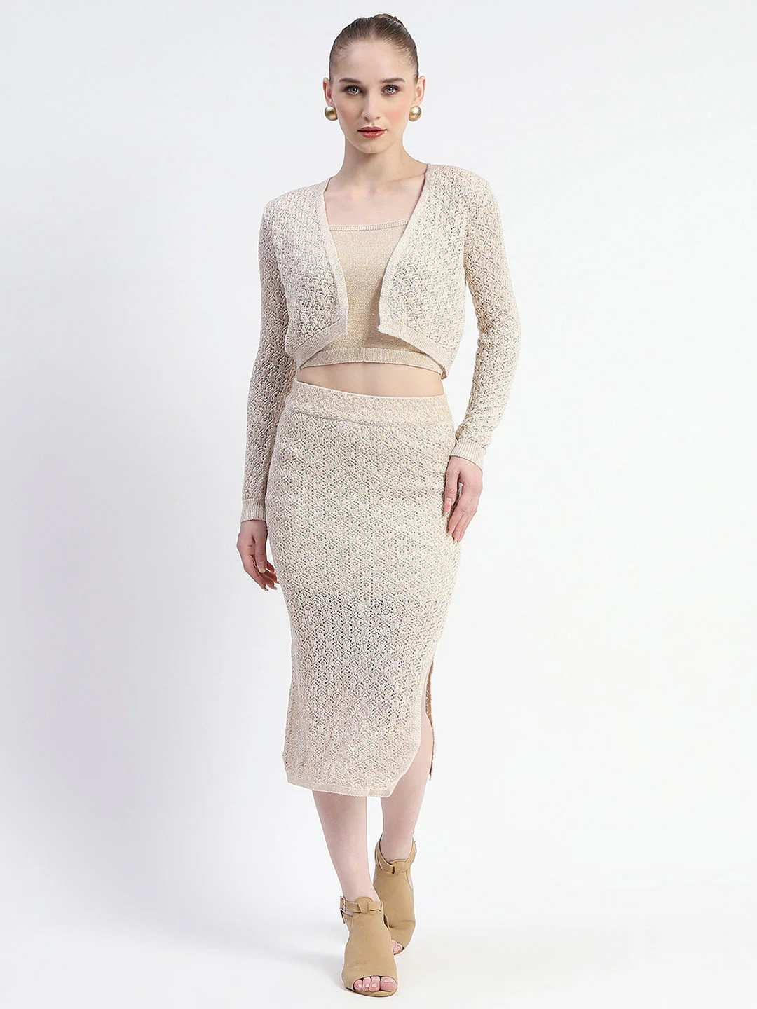 Madame Semi Sheer Shrug With Skirt And Top Co-Ord Set - Image 4
