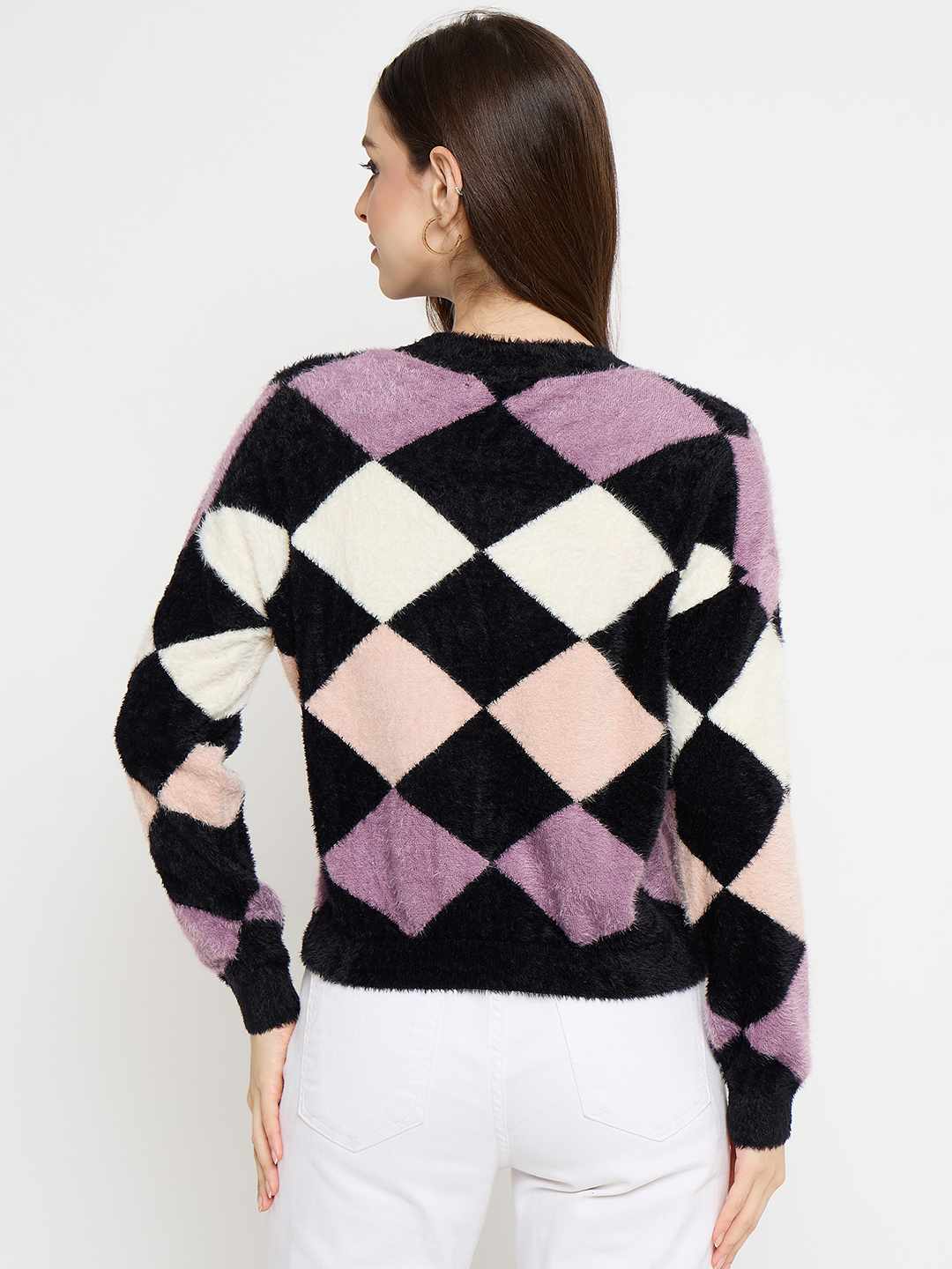 Madame Geometric Print Black Sweater - Image 6