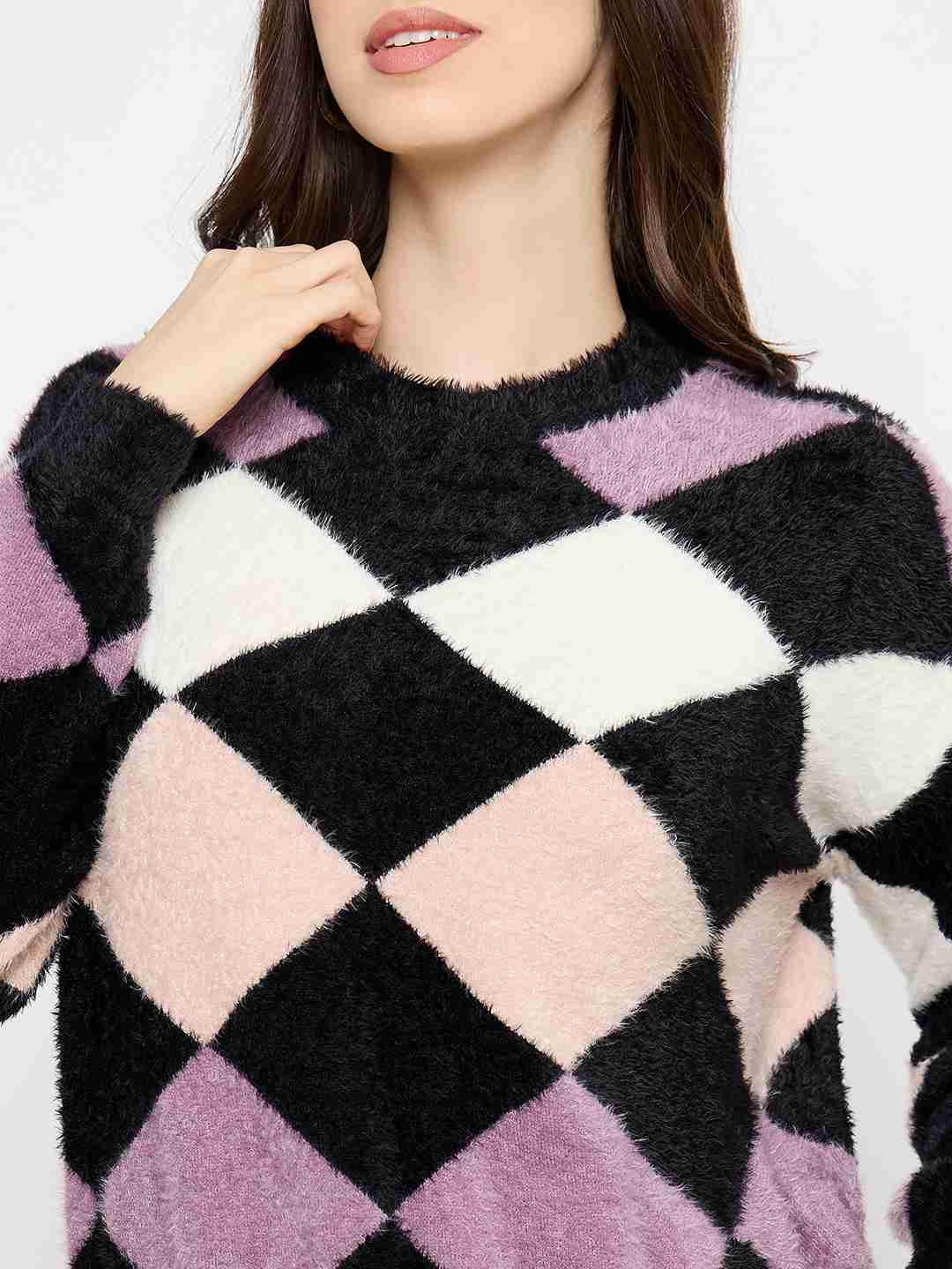 Madame Geometric Print Black Sweater - Image 7