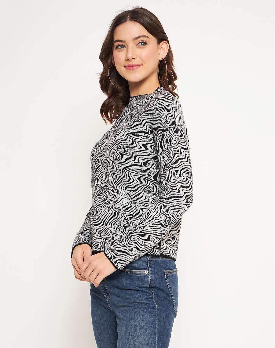 Madame Black Animal Print Sweater - Image 3