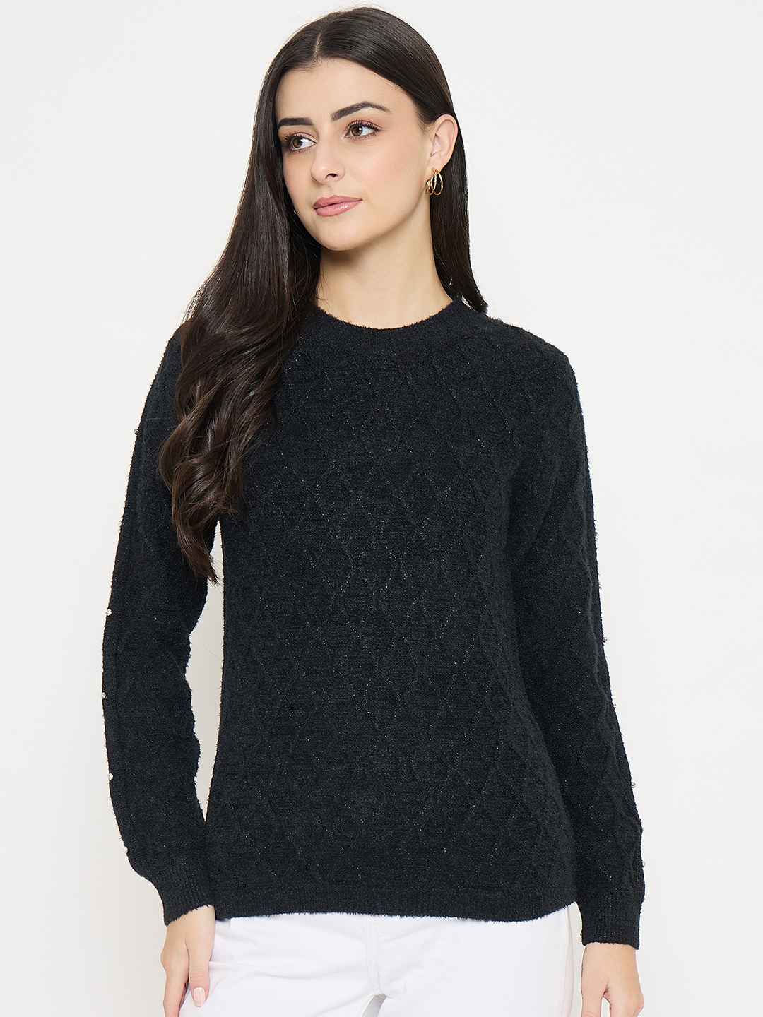 Madame Geometric Print Black Sweater - Image 3
