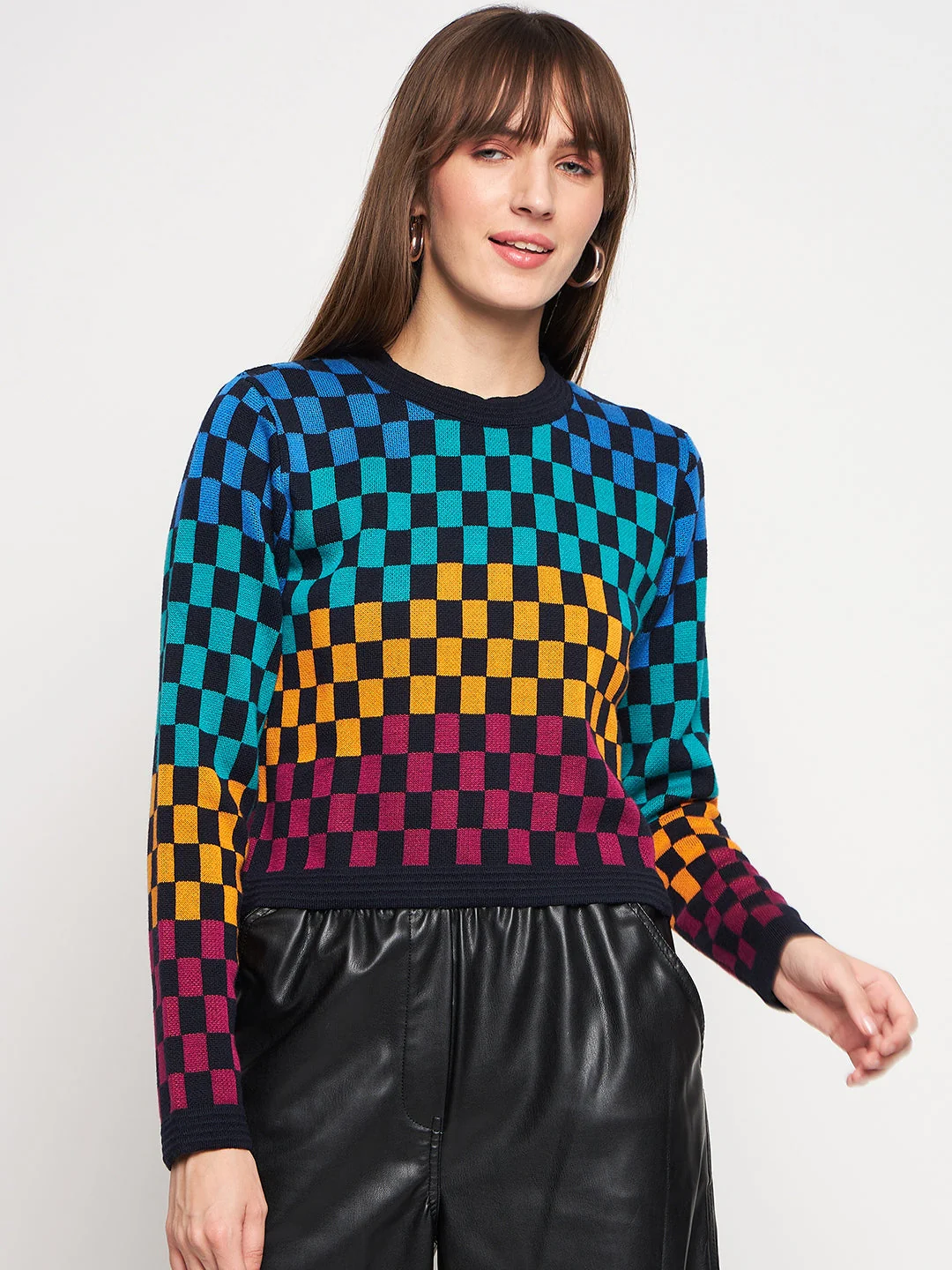 Madame Colour Blocked Black Sweater