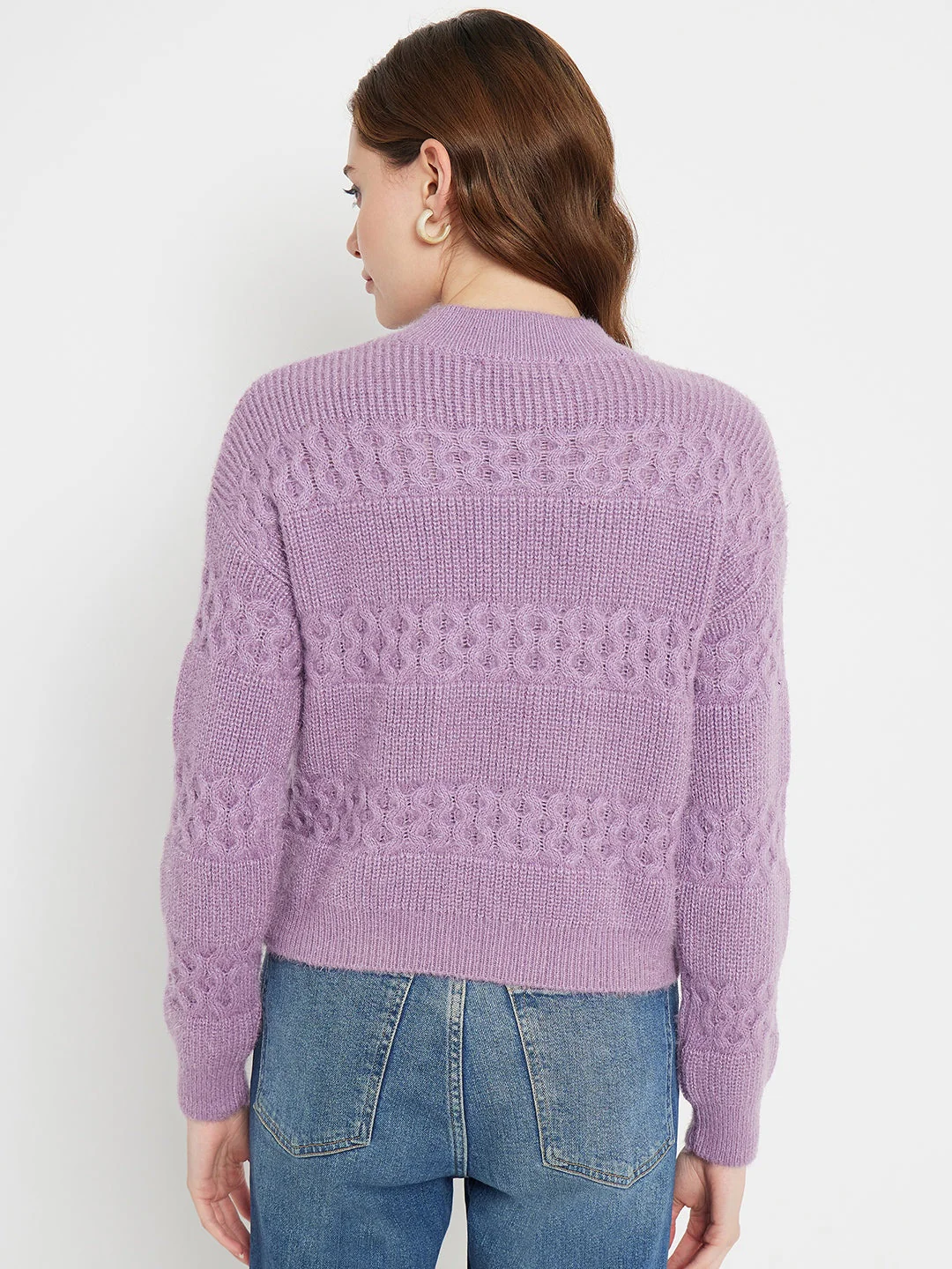 Madame Cable Knit Embellished Lilac Sweater - Image 3