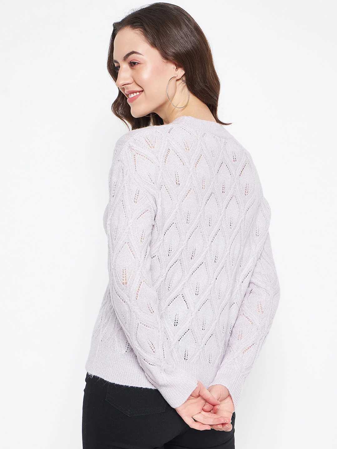 Madame Lilac Regular Fit Acrylic Sweater - Image 3