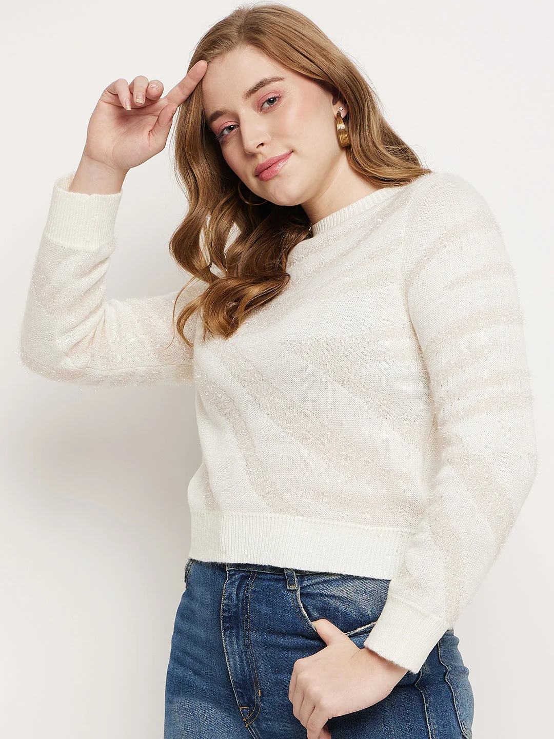 Madame White Crew Neck Sweater - Image 5
