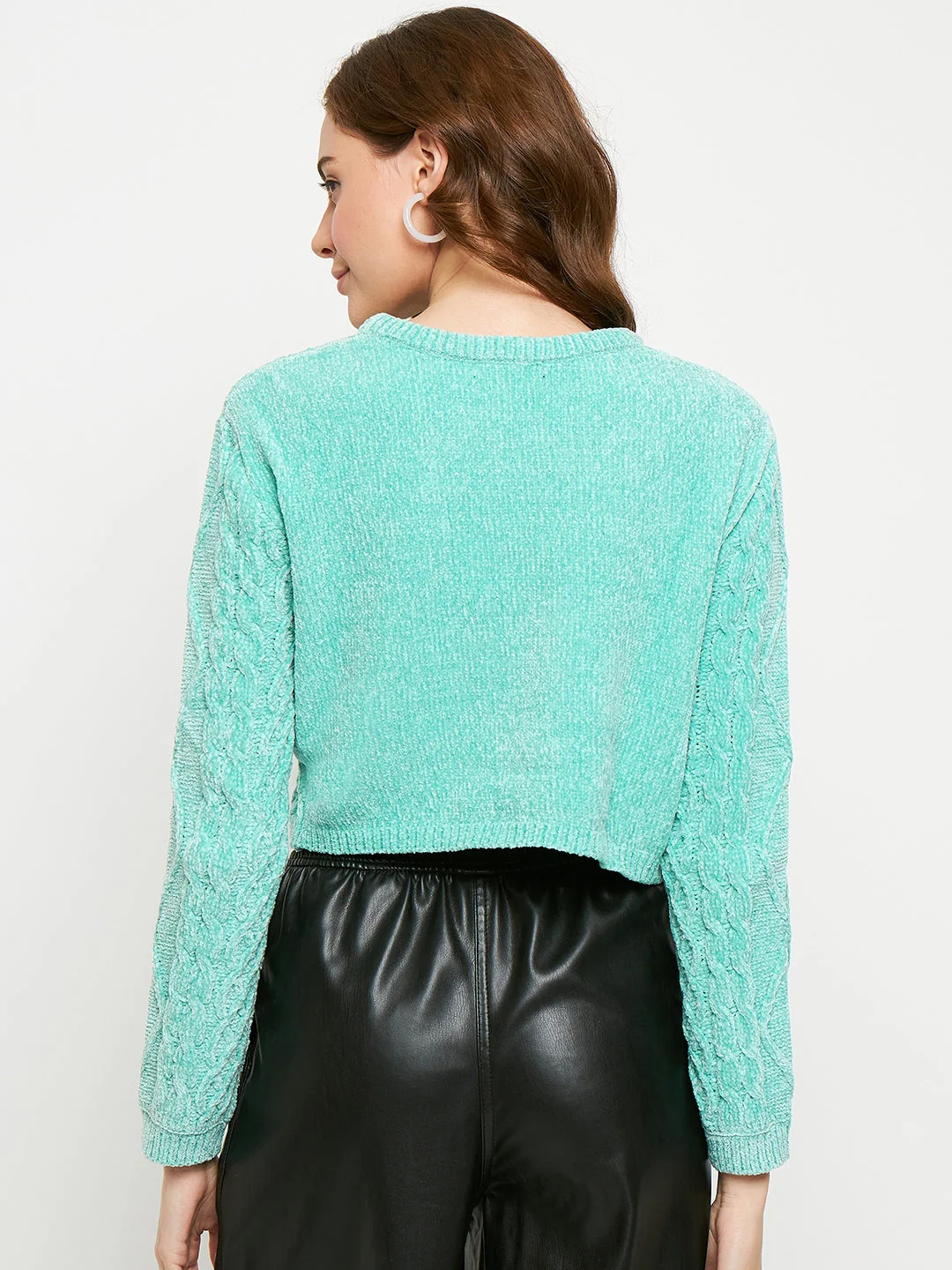 Madame Sea Green Cable Knit Sweater - Image 3
