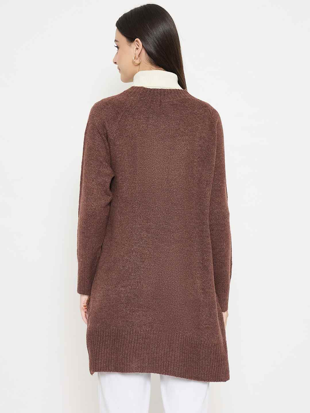 Madame Acrylic Chocolate Brown Long Open Shrug - Image 6