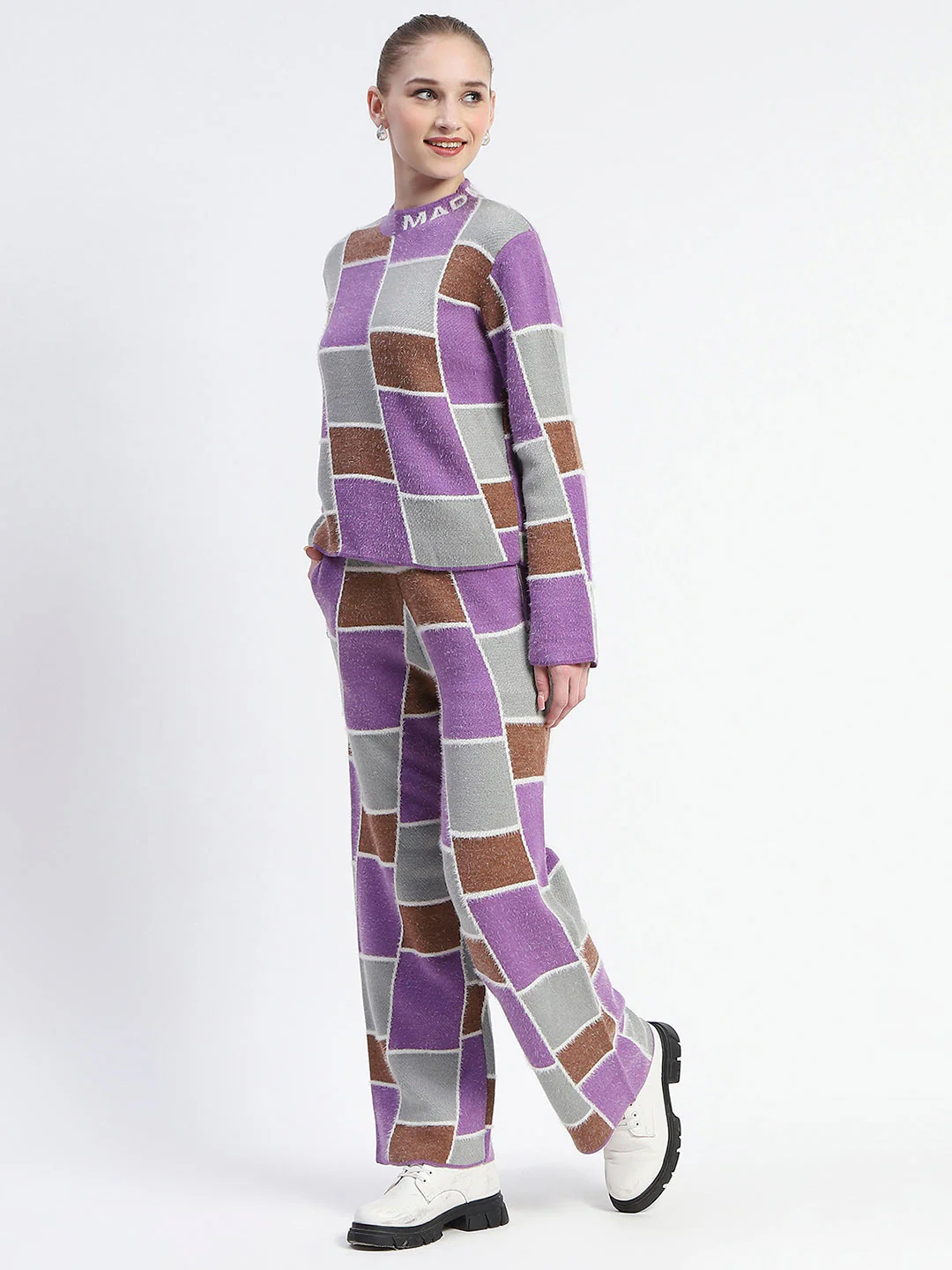 Madame Mauve Buffalo Check Print Top And Bottom Co-Ord Set - Image 4