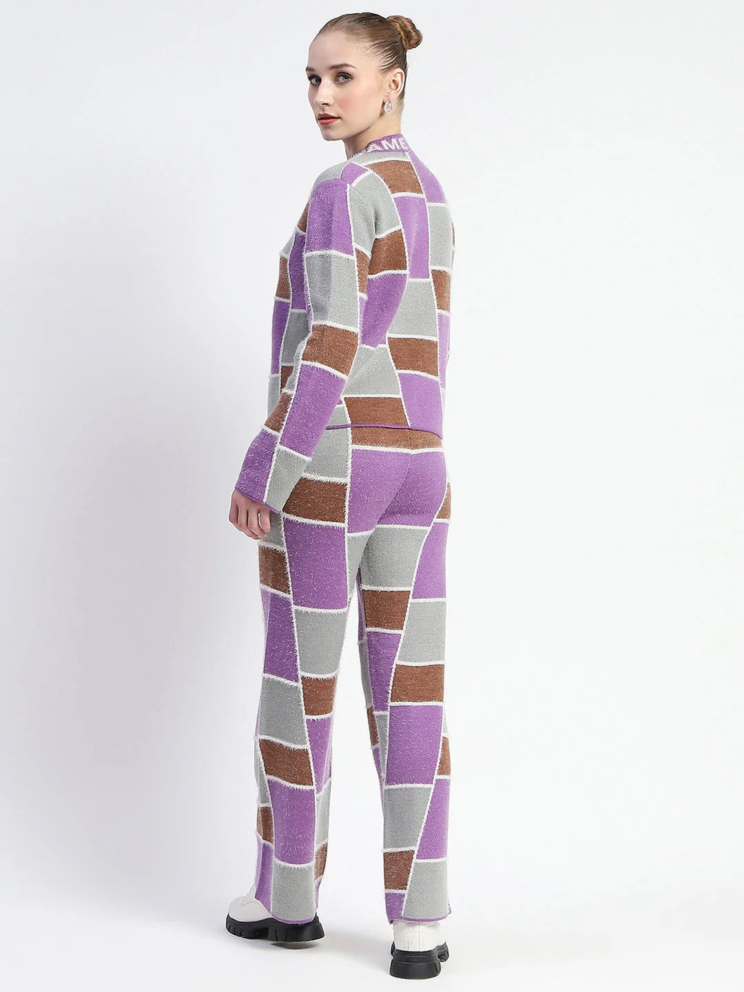 Madame Mauve Buffalo Check Print Top And Bottom Co-Ord Set - Image 5