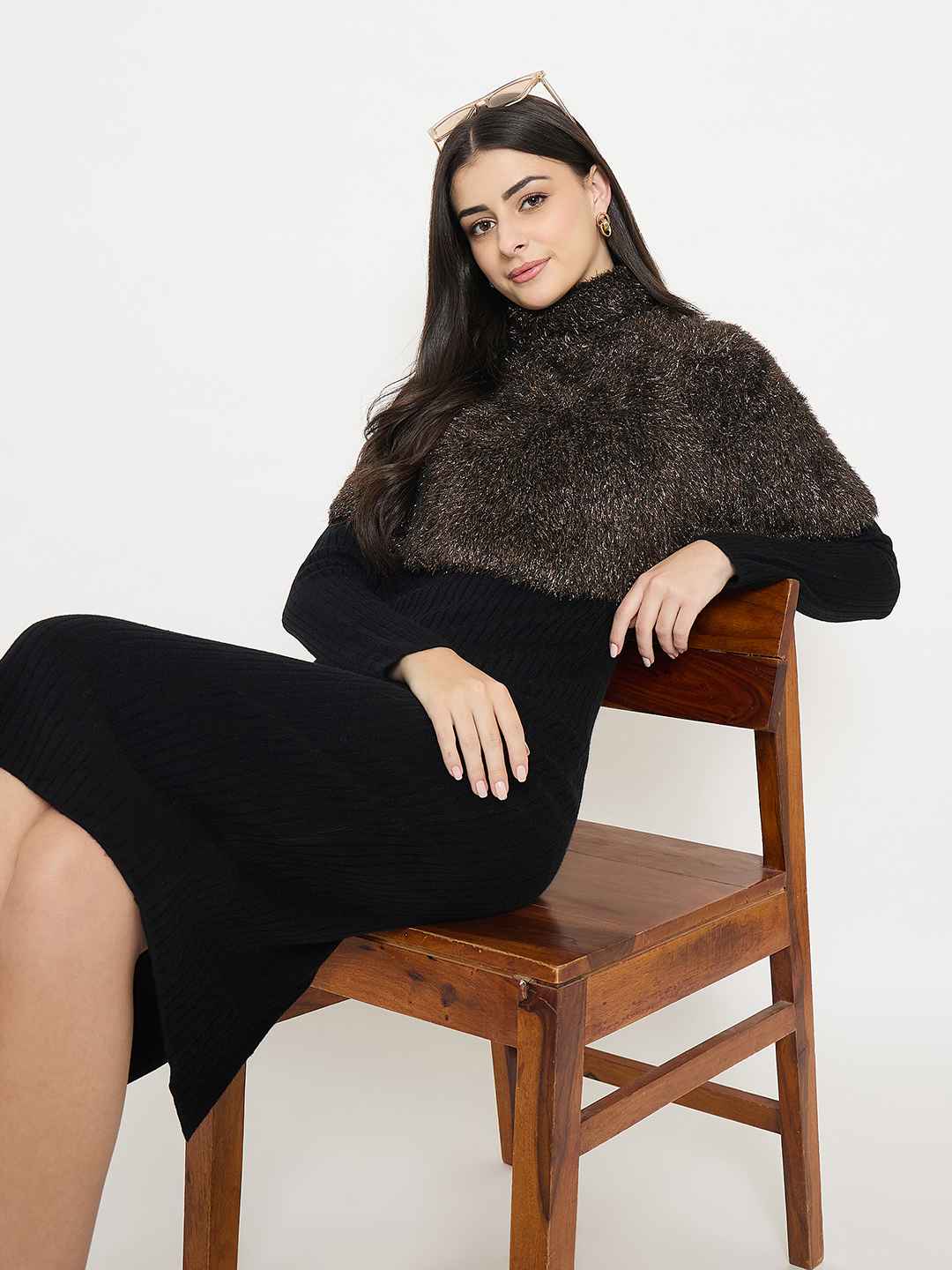 Madame Ribbed Black Sweater Dress - Image 2
