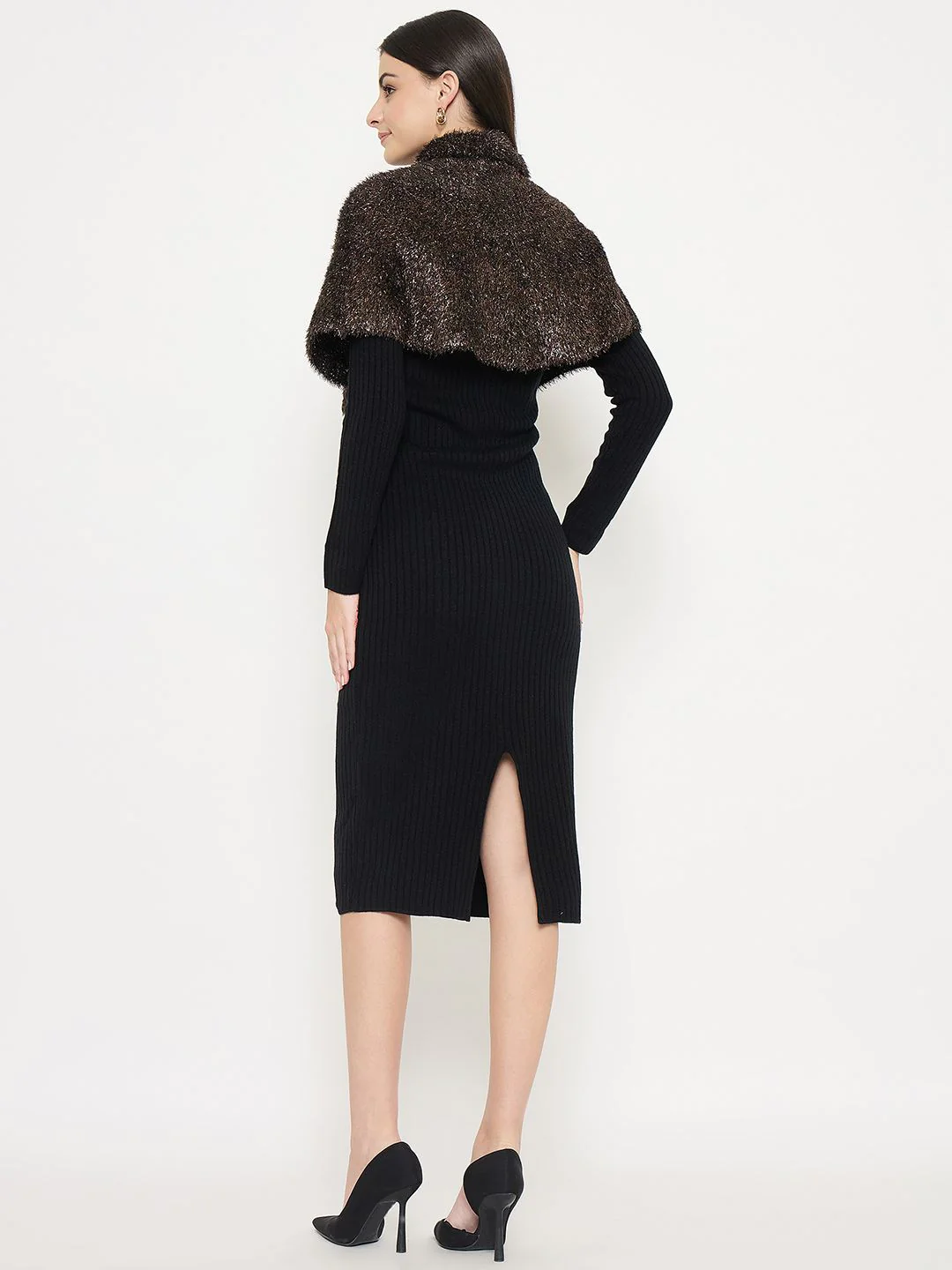 Madame Ribbed Black Sweater Dress - Image 7