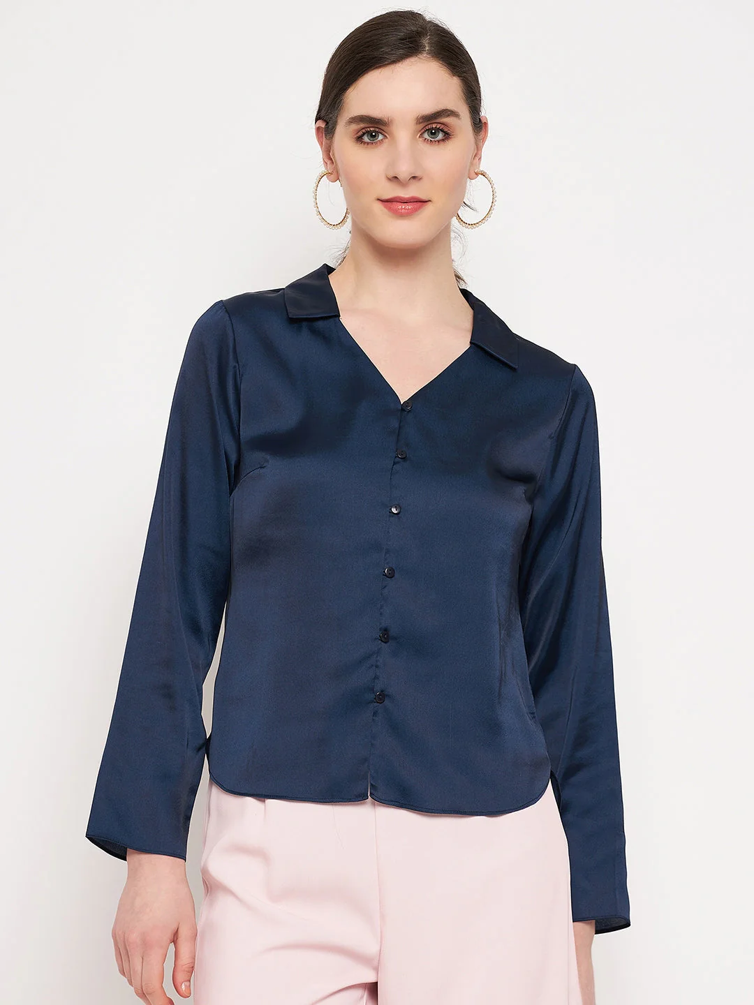 Madame Navy Satin Shirt