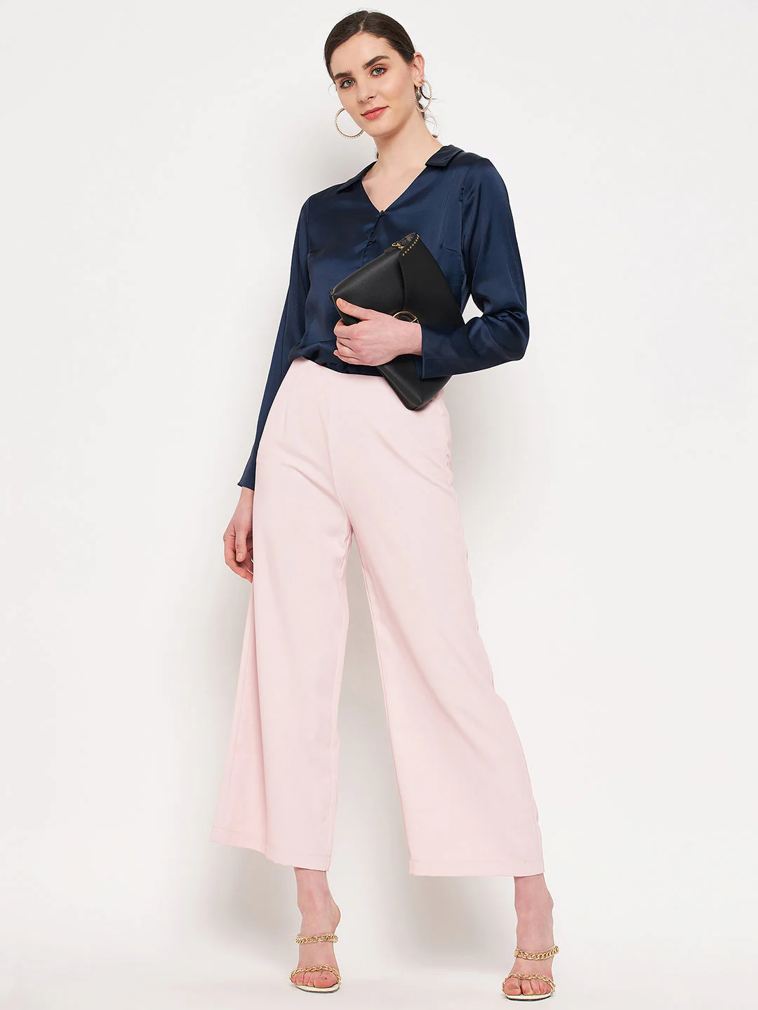 Madame Navy Satin Shirt - Image 2