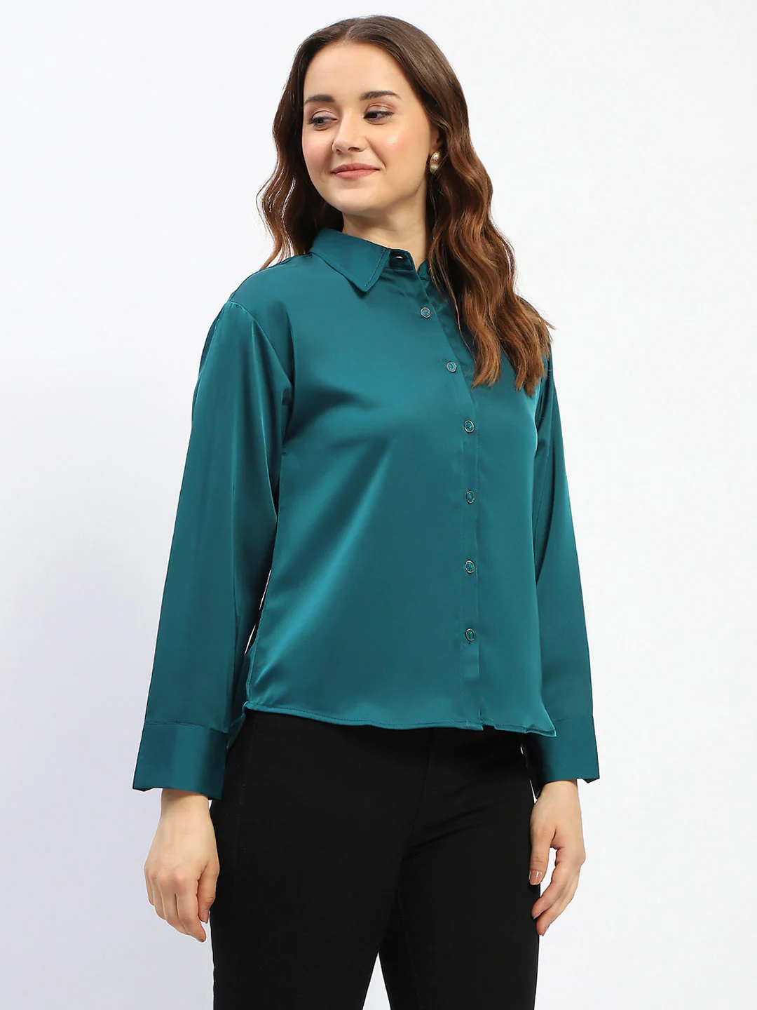 Madame Teal Button Down Shirt - Image 3