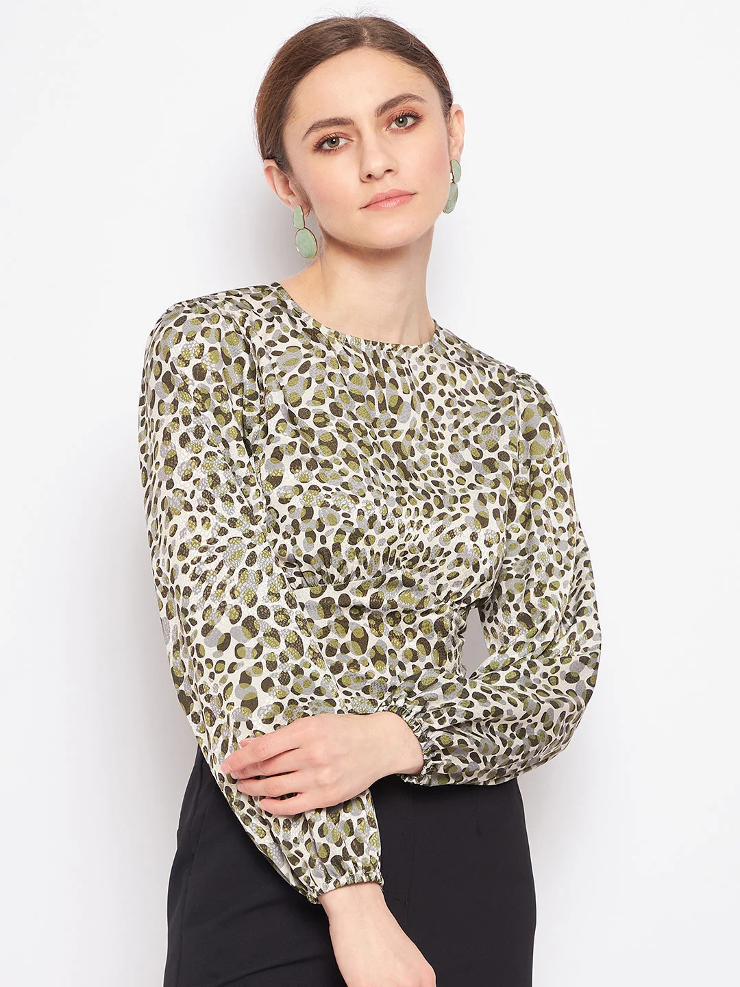 Madame Printed Olive Corset Top
