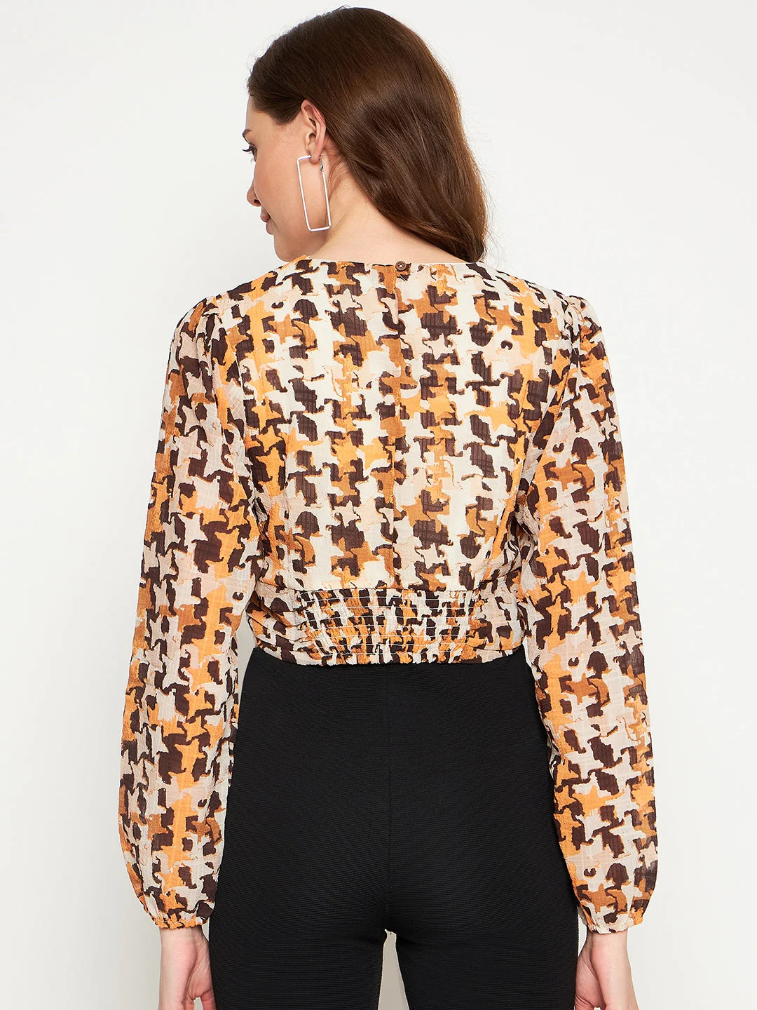 Madame Beige Floral V-Neck Top - Image 3