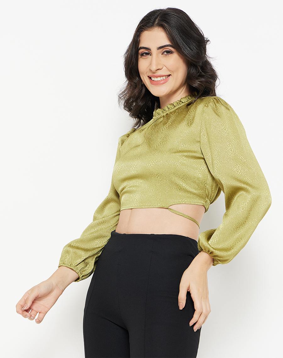 Madame Apple-Green Crop Top - Image 3