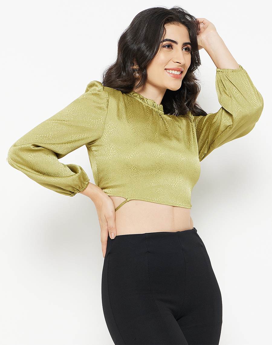 Madame Apple-Green Crop Top - Image 4