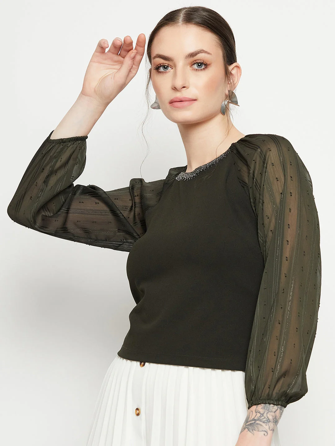 Madame Olive Sheer Sleeve Top - Image 5