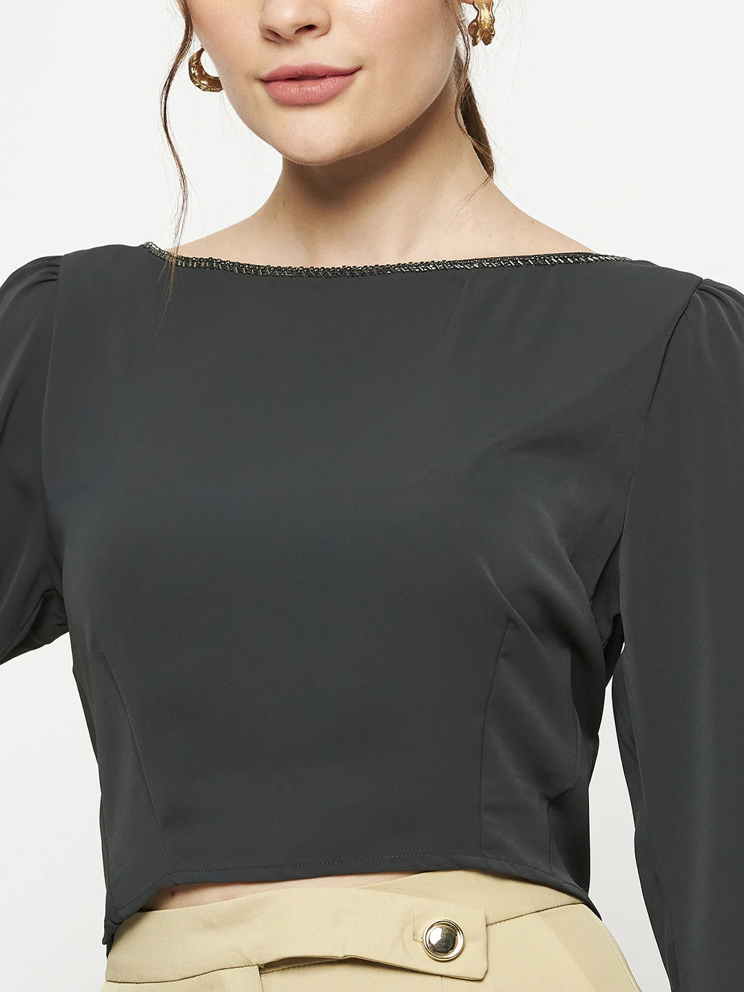 Madame Dark Blue Gray Top - Image 2