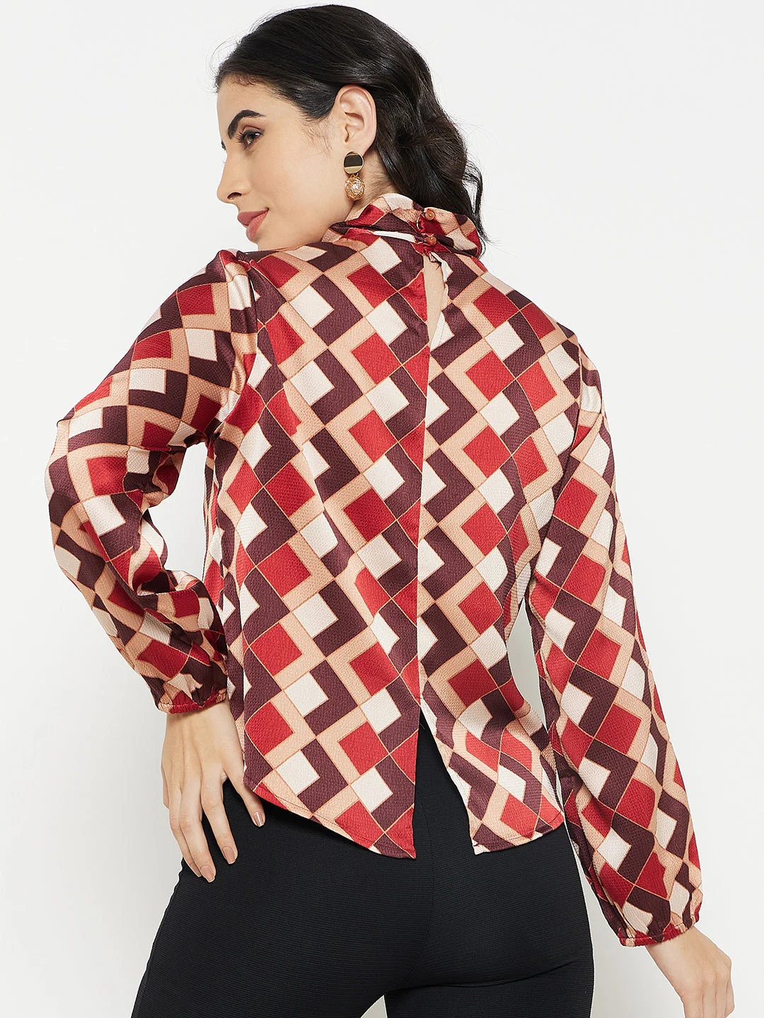 Madame Camel Tie-Up Neck Top - Image 3