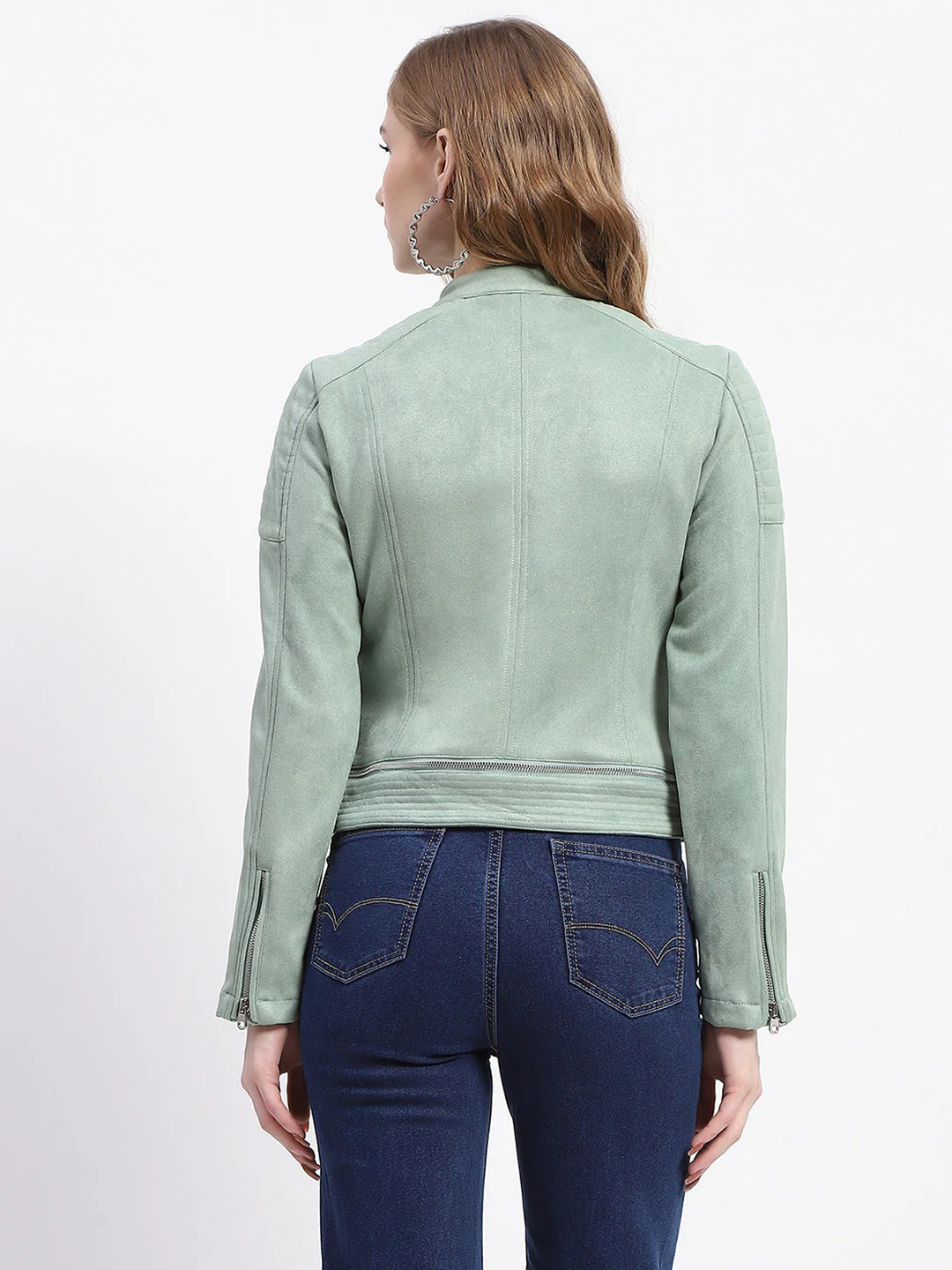 Madame Mint Faux Suede Biker Jacket - Image 5