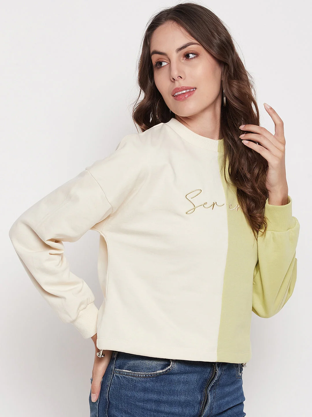 Madame Lime Green Color Block Sweatshirt - Image 4