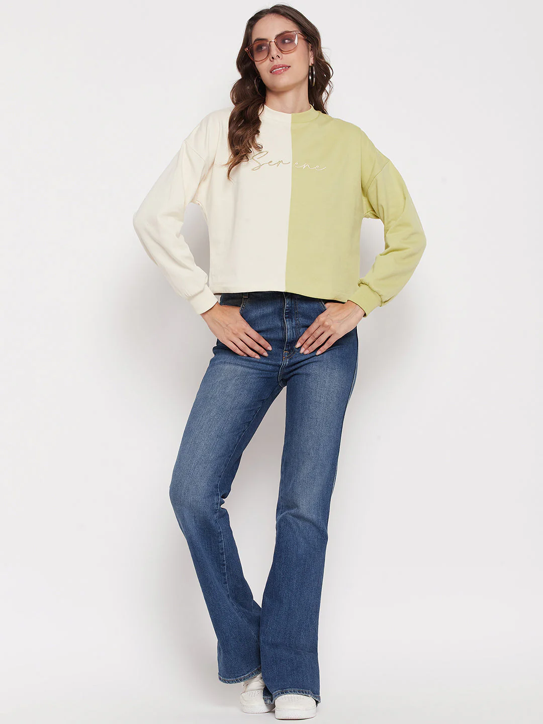 Madame Lime Green Color Block Sweatshirt - Image 6