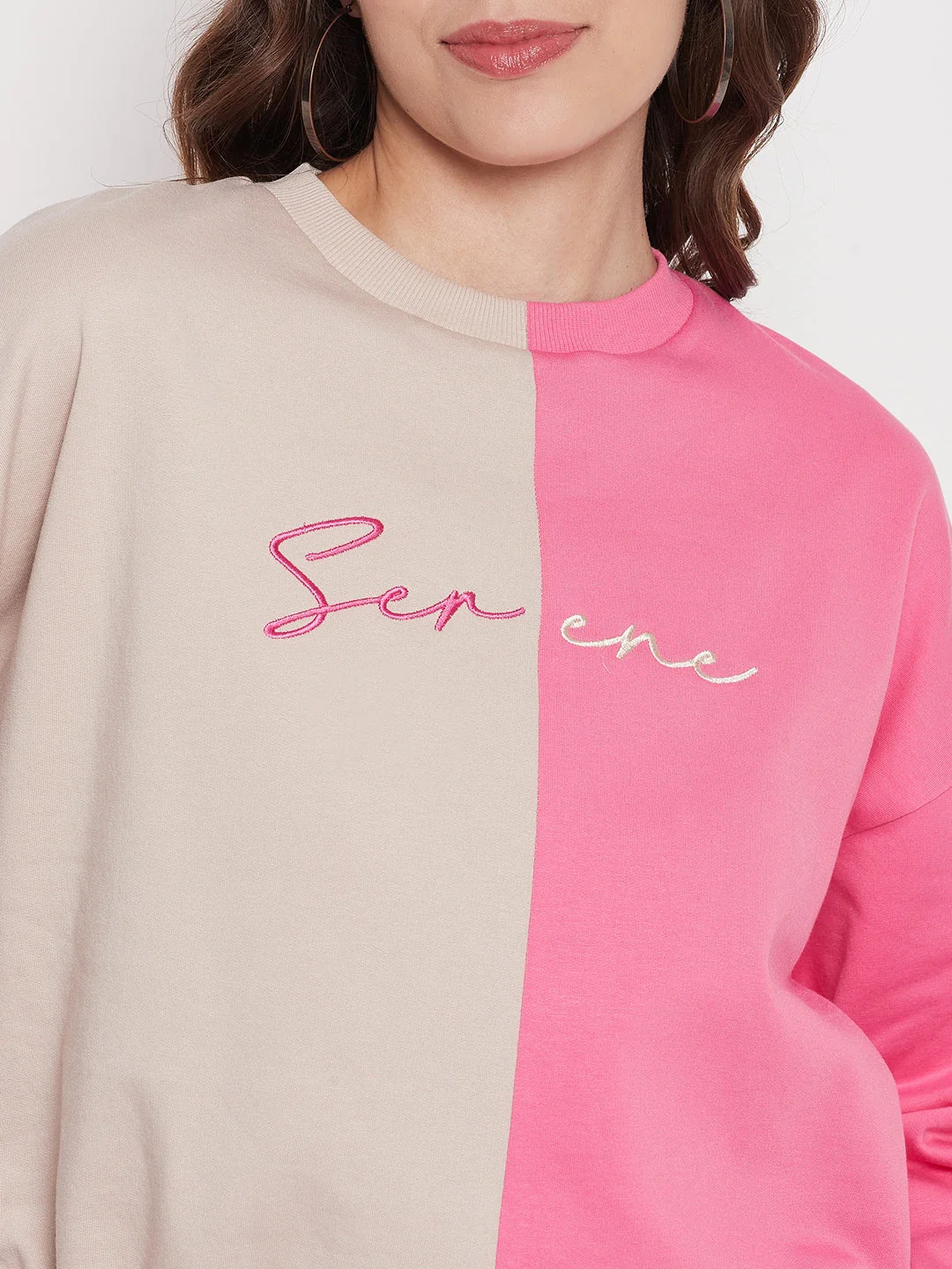 Madame Fuchsia Pink Color Block Sweatshirt - Image 2