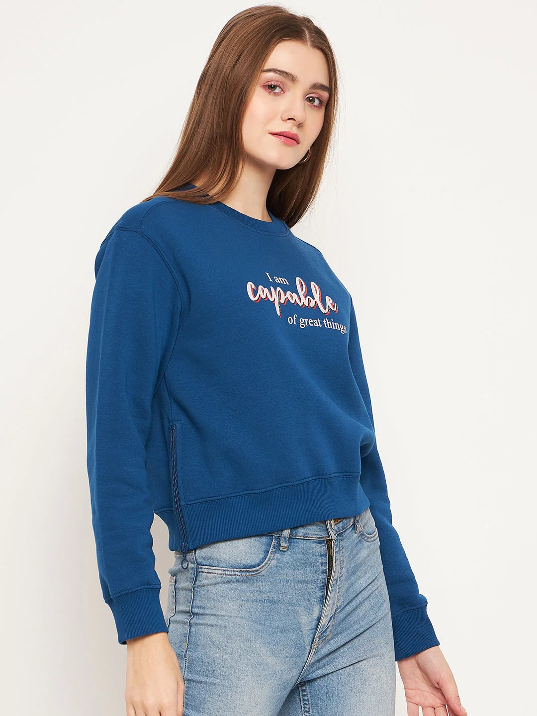 Madame Typographic Royal Blue Sweatshirt - Image 4