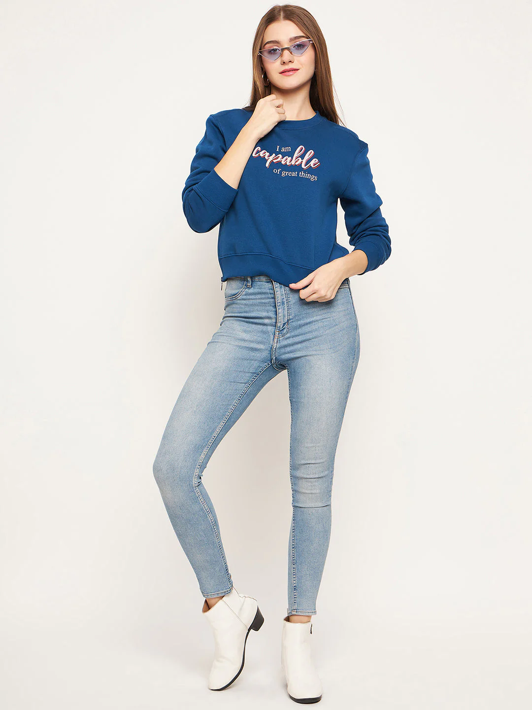 Madame Typographic Royal Blue Sweatshirt - Image 6